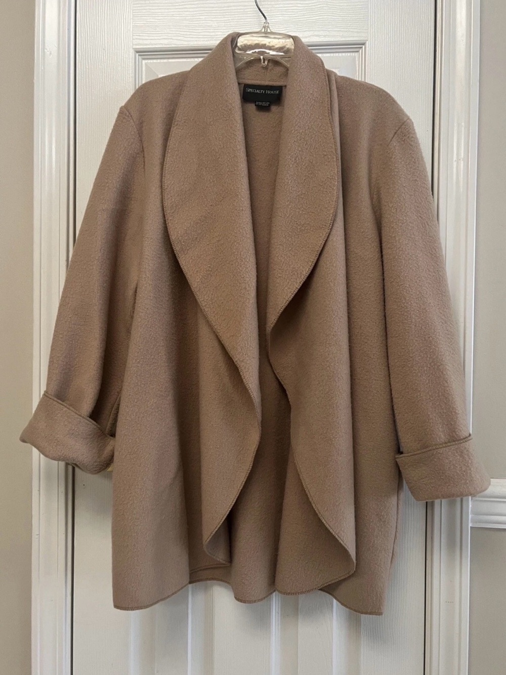 Specialty House Taupe Drape Front Coatigan Jacket Cardigan - Taupe Small/Medium